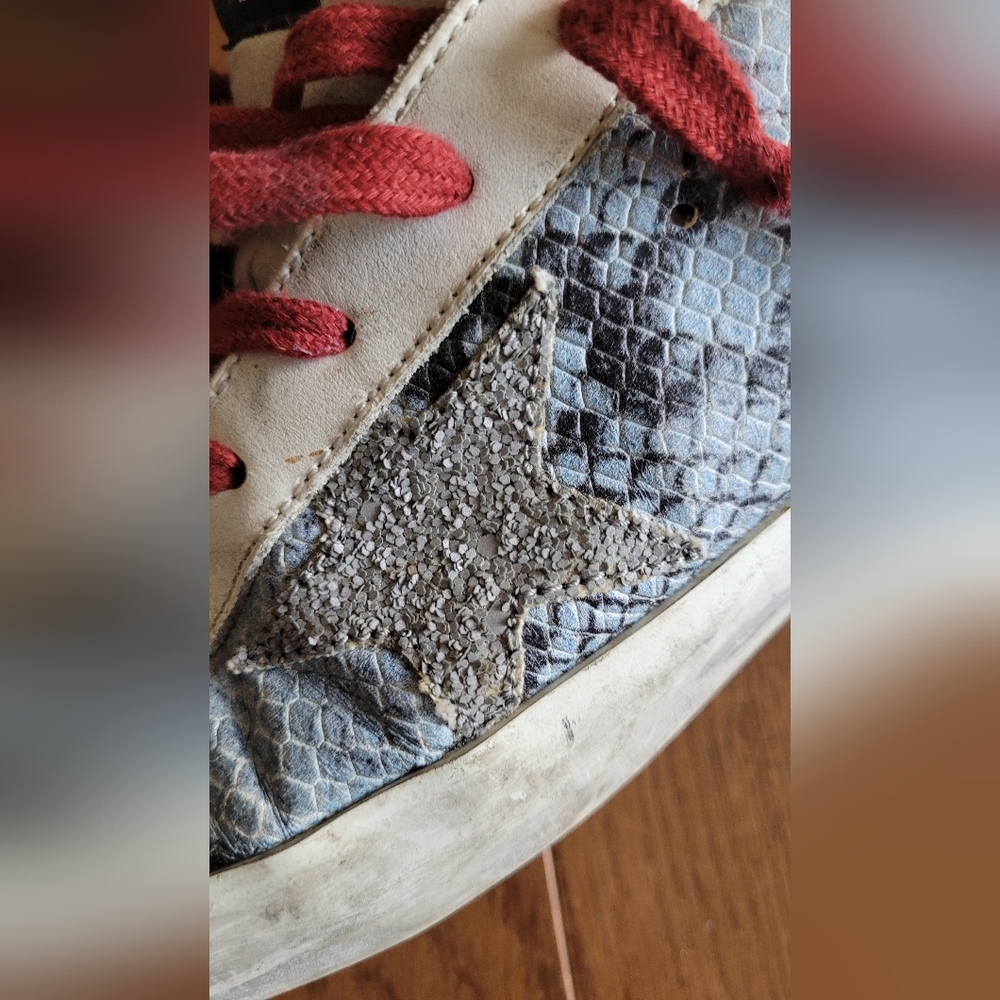 Golden Goose Superstar Light Blue and Gray Python-Effect Sneakers. - Picture 13 of 13